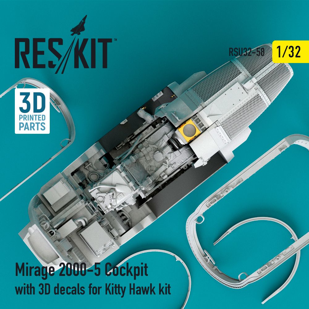 1:32 Dassault Mirage -2000-5 cockpit with 3D decals for Kitty Hawk kit