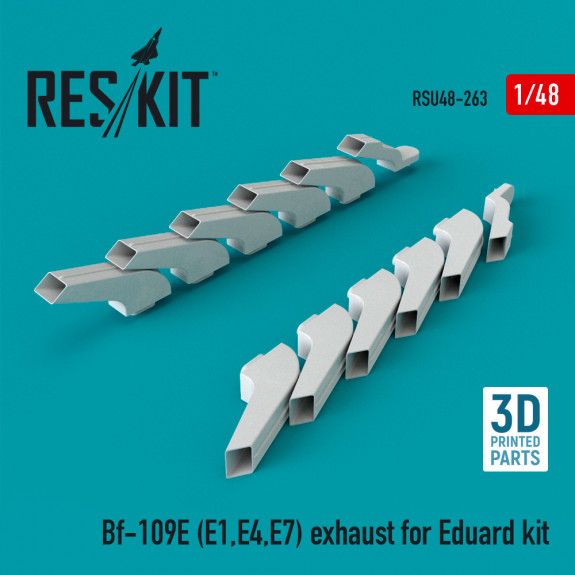 1:48 Bf-109E (E1,E4,E7) exhaust for Eduard kit (3D Printing)