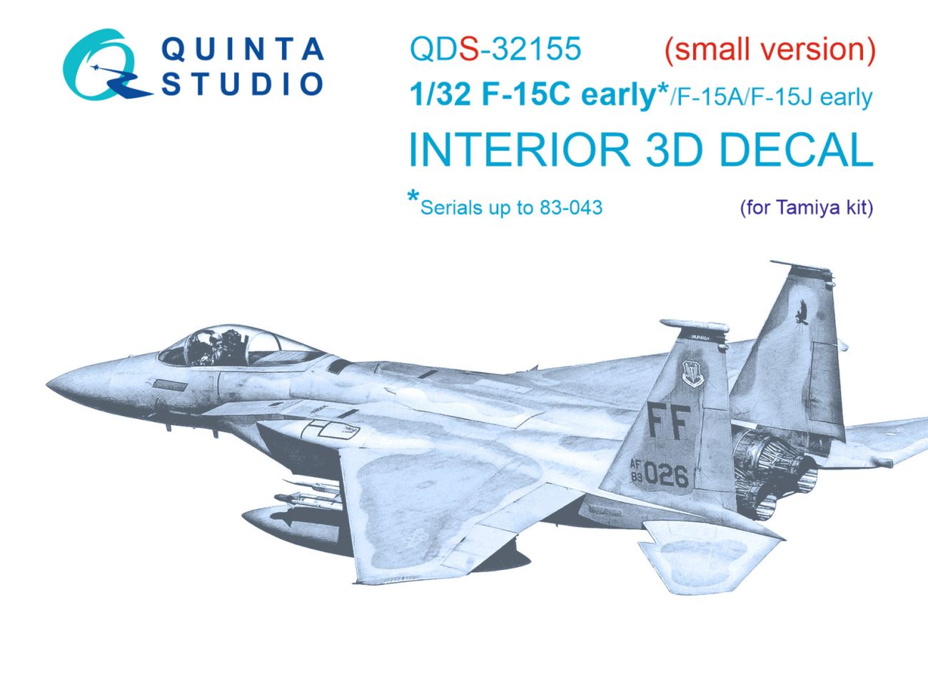 1:32 F-15C Early/F-15A/F-15J early 3D-Printed & coloured Interior on decal paper (Tamiya) (small version)