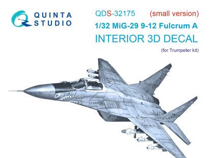 1:32 MiG-29 9-12 Fulcrum A 3D-Printed & coloured Interior on decal paper (Trumpeter) (Small version)