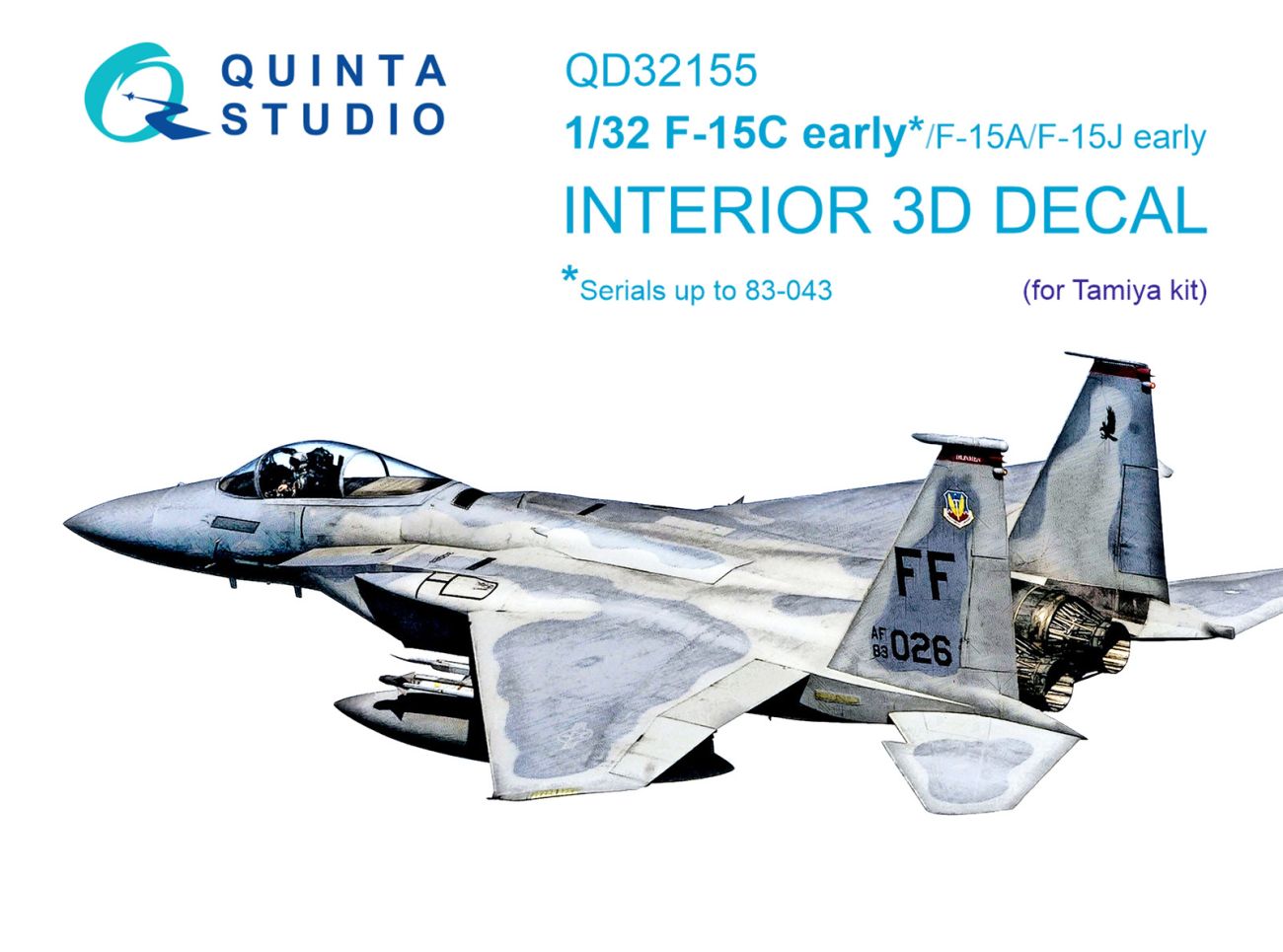 1:32 F-15C Early/F-15A/F-15J early 3D-Printed & coloured Interior on decal paper (Tamiya)
