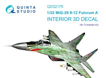 1:32 MiG-29 9-12 Fulcrum A 3D-Printed & coloured Interior on decal paper (Trumpeter)