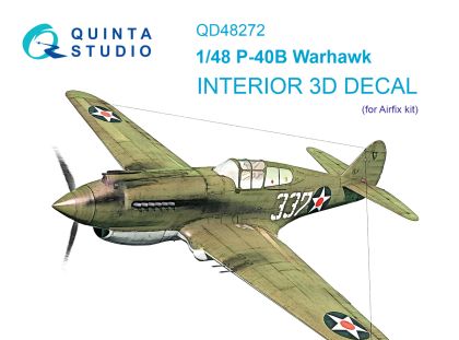 1:48 P-40B 3D-Printed & coloured Interior on decal paper (Airfix)