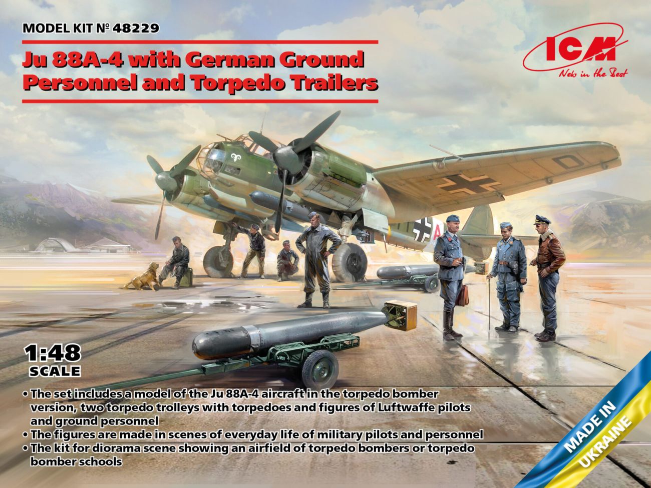 1:48 Ju 88A-4 with German Ground Personnel and Torpedo Trailers