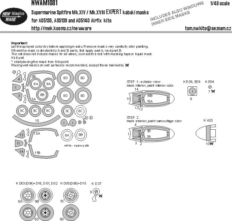 1:48 Supermarine Spitfire Mk.XIV / Mk.XVIII EXPERT kabuki masks