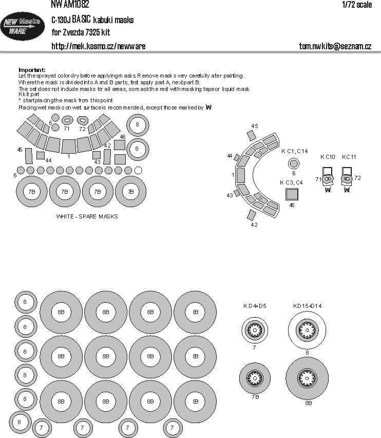 1:72 C-130J Hercules BASIC kabuki masks