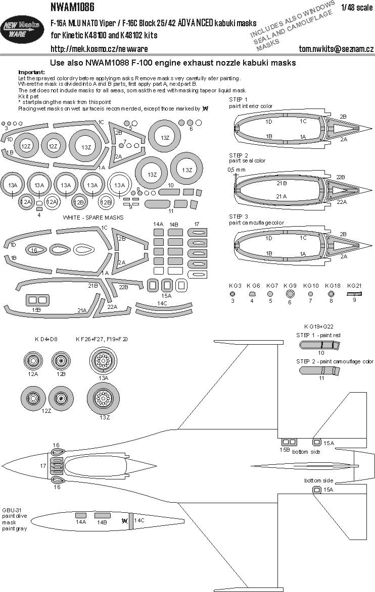 1:48 F-16A MLU NATO Viper / F-16C Block 25/42 ADVANCED kabuki masks
