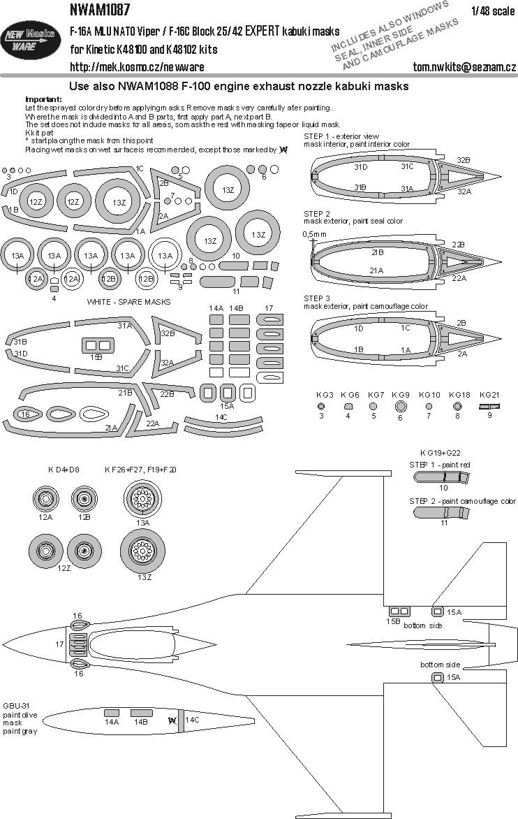 1:48 F-16A MLU NATO Viper / F-16C Block 25/42 EXPERT kabuki masks