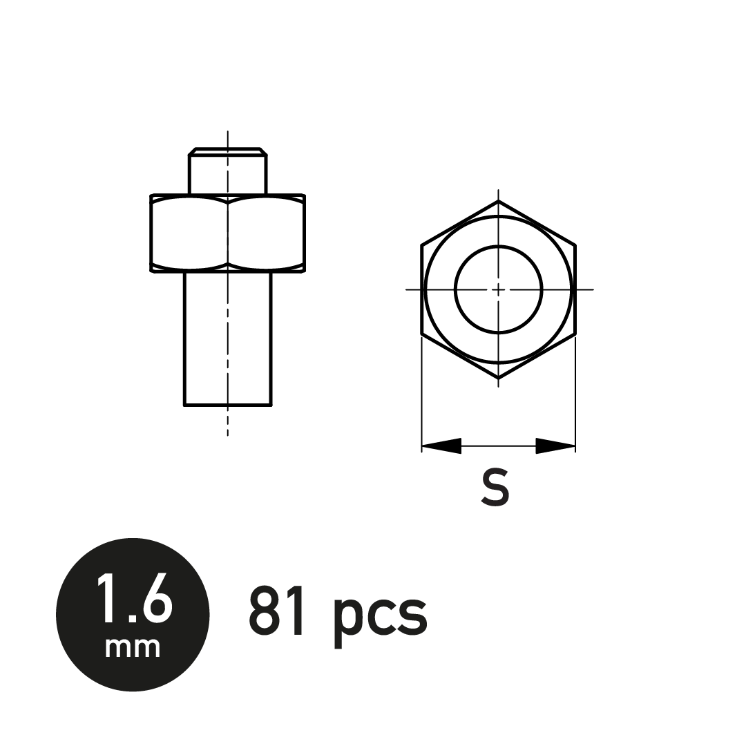 Hexagonal Nut 1.6 mm
