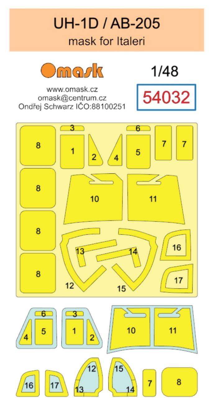 1:48 UH-1D / AB-205 mask (for Italeri)