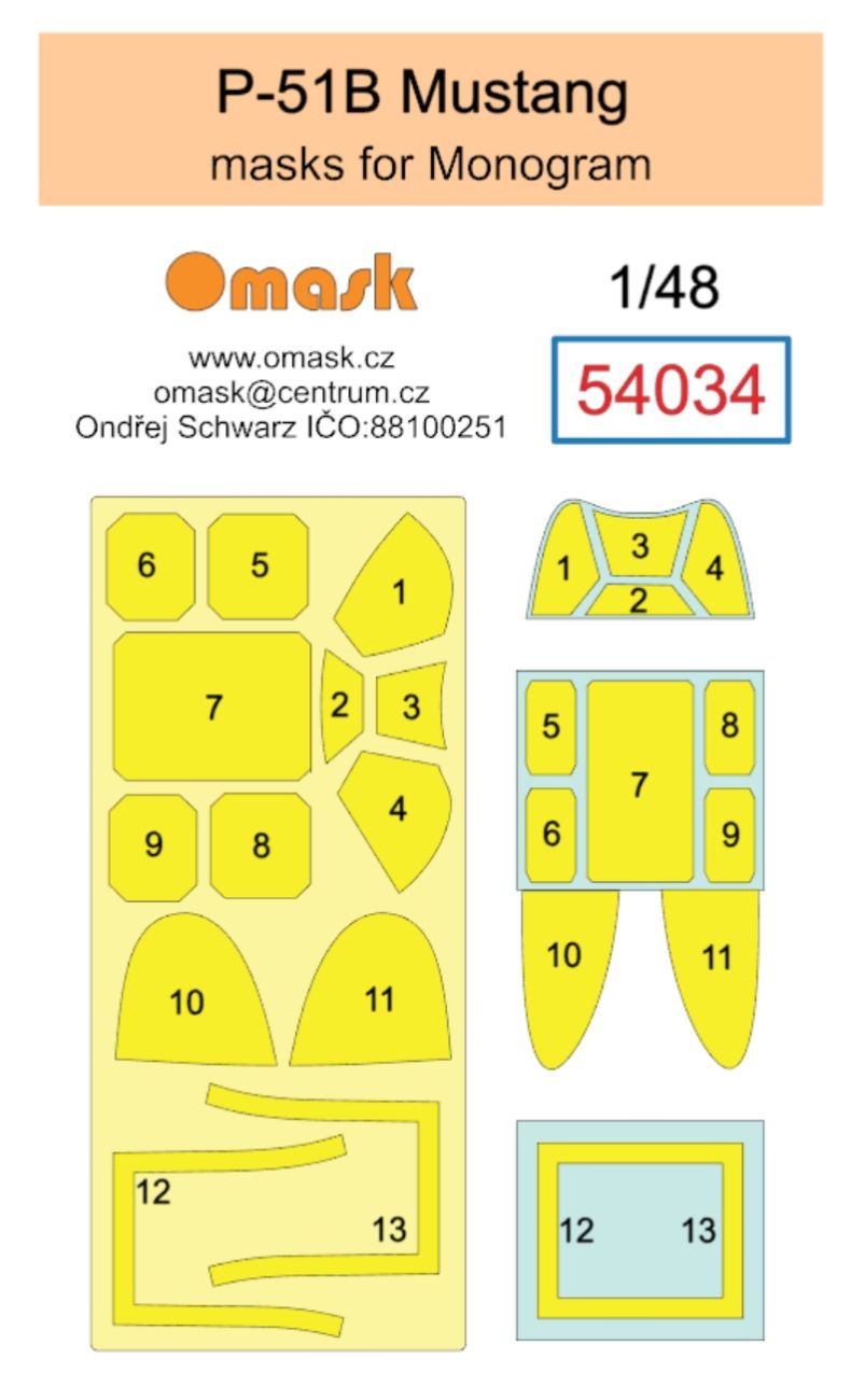 1:48 P-51B Mustang mask (for Monogram)