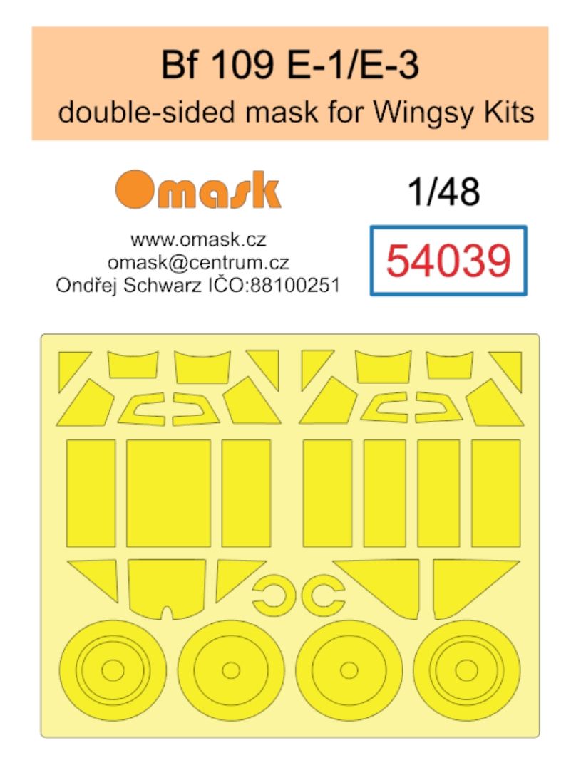 1:48 Bf 109 E-1 / E-3 double-sided mask (for Wingsy Kits)
