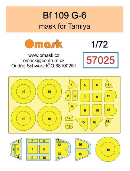 1:72 Bf 109 G-6 mask (for Tamiya)