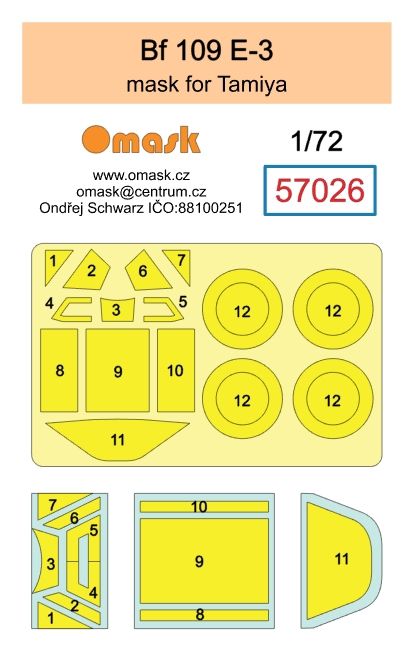 1:72 Bf 109 E-3 mask (for Tamiya)