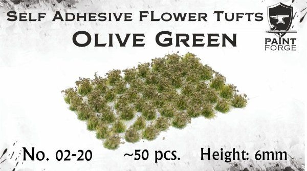 Olive Green Flowers 6mm