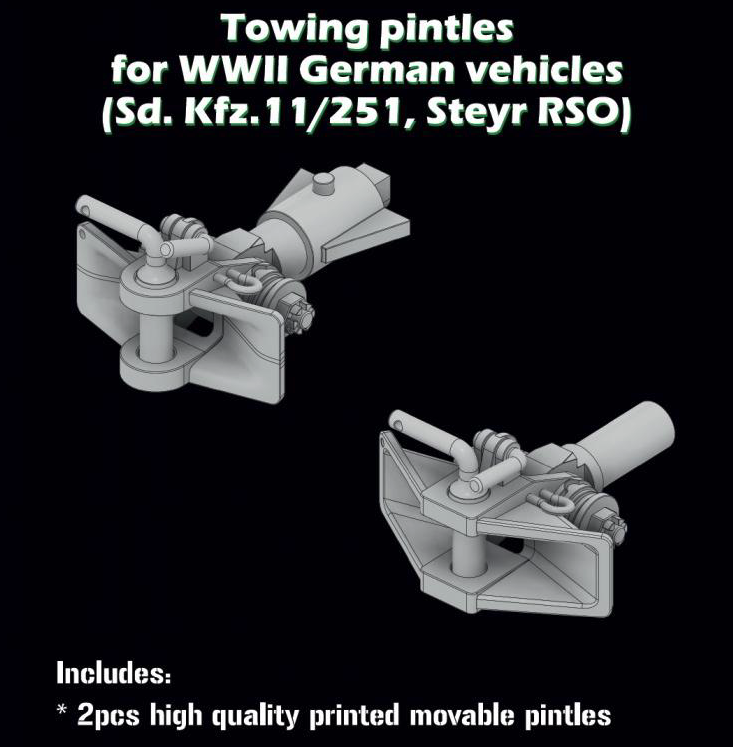 1:35 Towing pintles for WW II German Vehicles Sd.Kfz 11/251, RSO