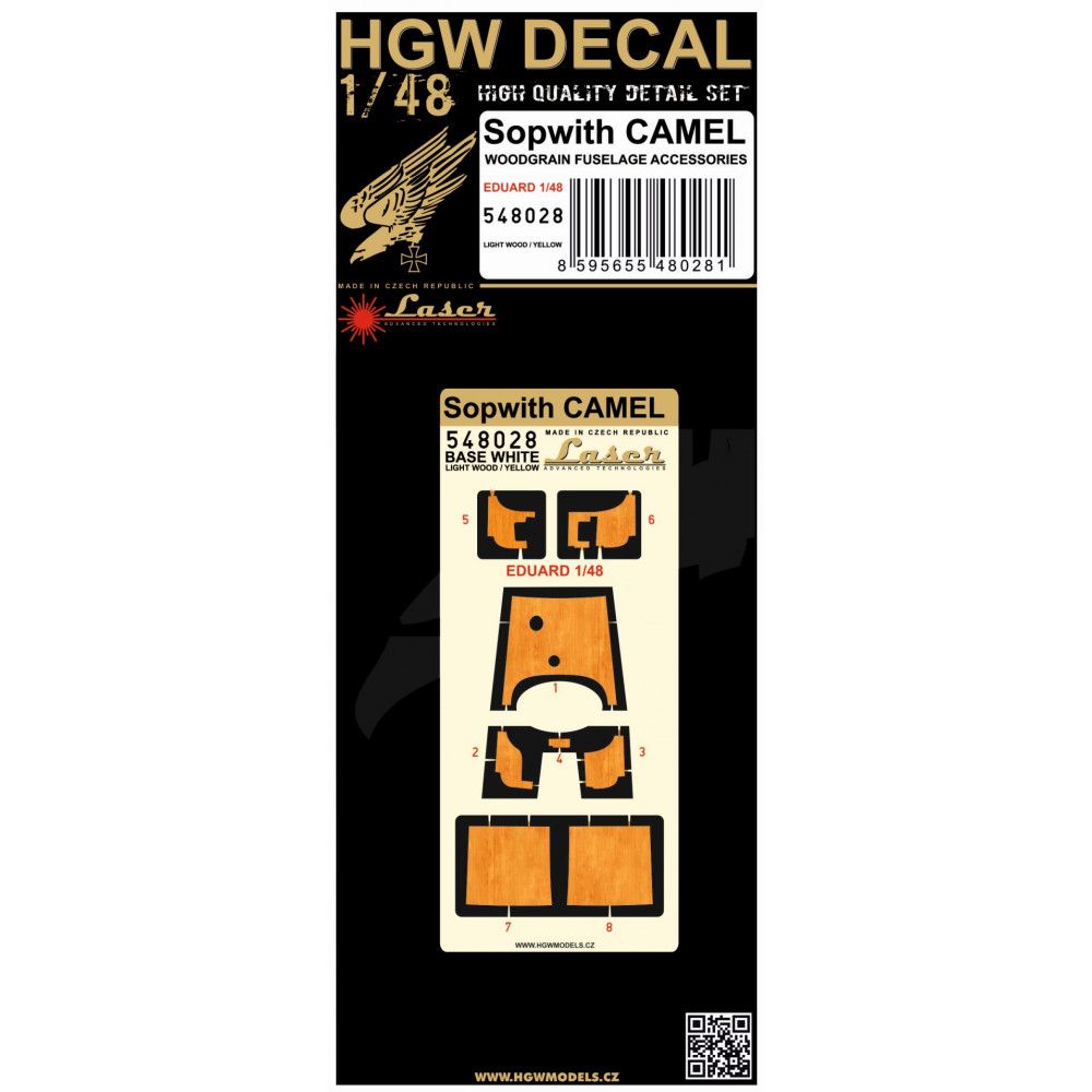 1:48 SOPWITH CAMEL - LIGHT WOOD - DECAL