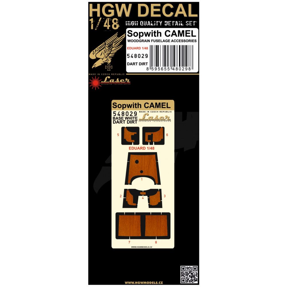 1:48 SOPWITH CAMEL - DARK WOOD - DECAL