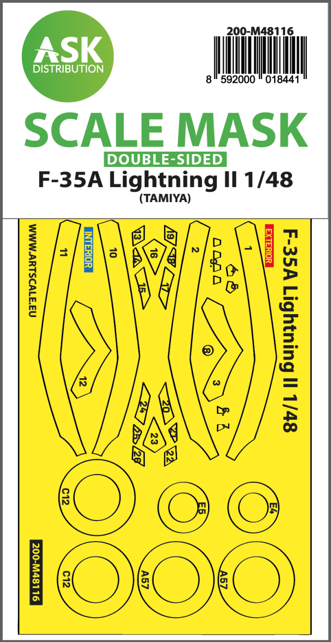 1:48 F-35A Lightning II double-sided express mask, self-adhesive and pre-cutted for Tamiya