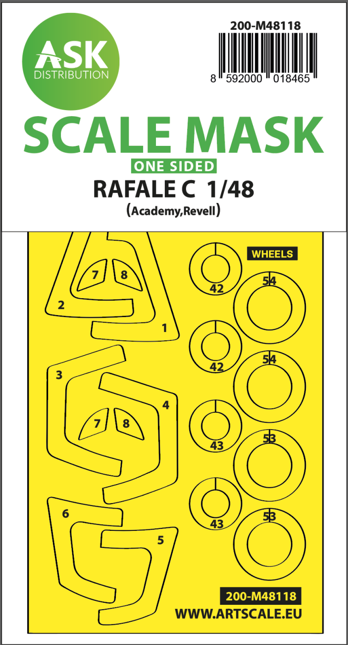 1:48 Rafale C one-sided express mask, self-adhesive and pre-cutted for Academy