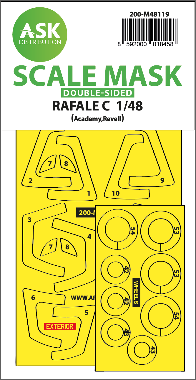 1:48 Rafale C double-sided express mask, self-adhesive and pre-cutted for Academy