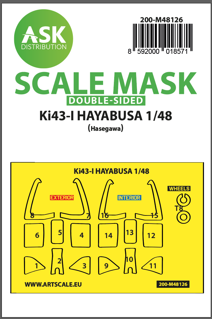 1:48 Ki-43-I Hayabusa double-sided express mask, self-adhesive and pre-cutted for Hasegawa