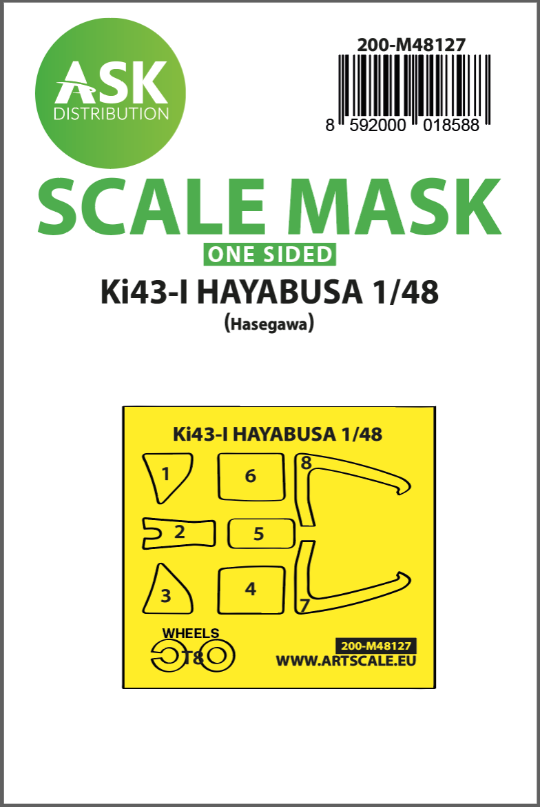 1:48 Ki-43-I Hayabusa one-sided express mask, self-adhesive and pre-cutted for Hasegawa