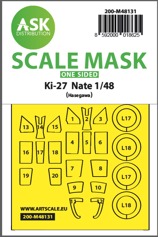 1:48 Ki-27 Nate one-sided express mask for Hasegawa
