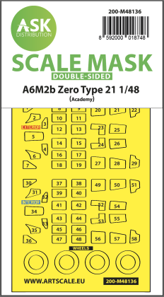 1:48 A6M2b Zero Type 21 double-sided express mask for Academy