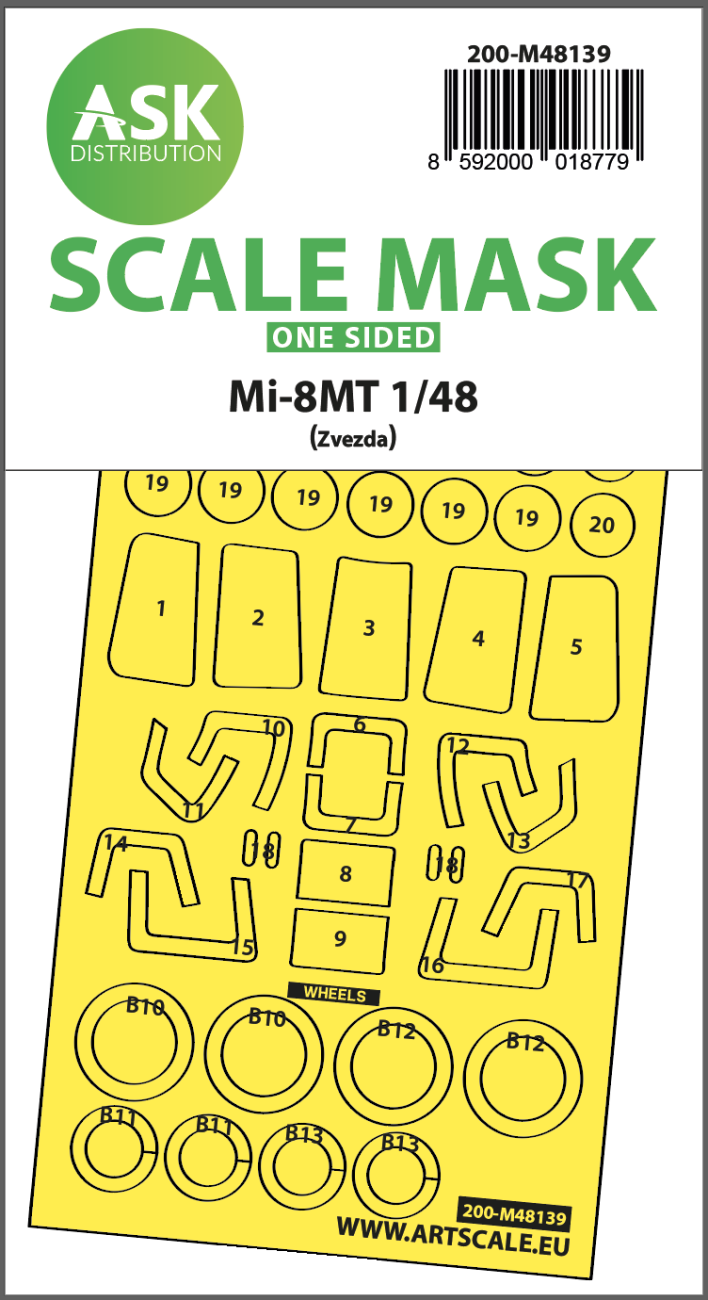 1:48 Mil Mi-8MT one-sided express fit mask for Zvezda