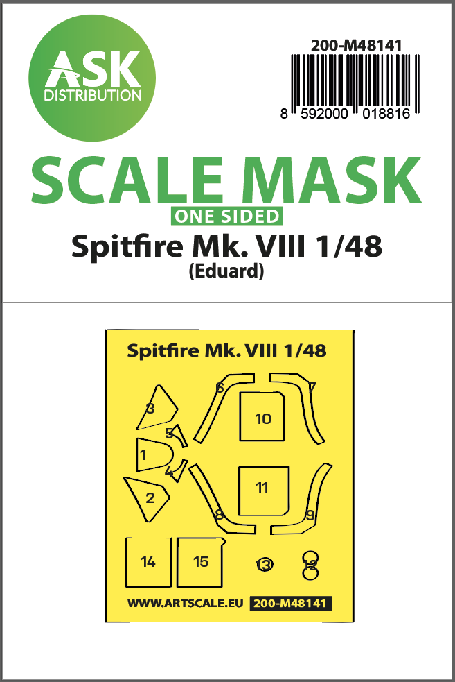 1:48 Spitfire Mk.VIII one-sided express fit mask for Eduard