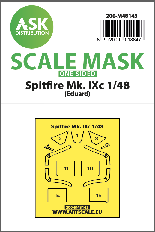 1:48 Spitfire Mk.IXc one-sided express fit mask for Eduard