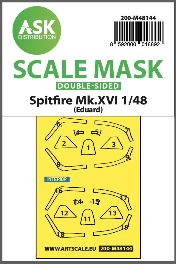 1:48 Spitfire Mk.XVI one-sided express fit mask for Eduard