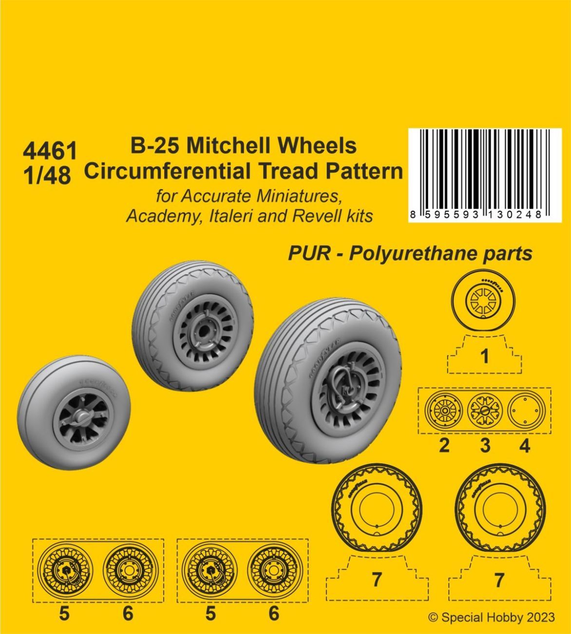 1:48 B-25 Mitchell Wheels/Circumferential Tread Pattern
