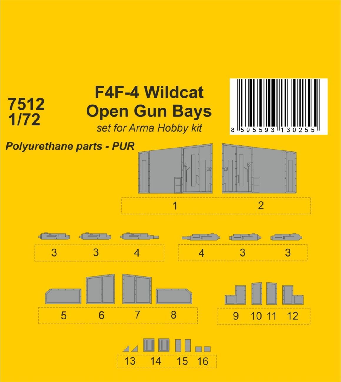 1:72 F4F-4 Wildcat Open Gun Bays / for Arma Hobby kit