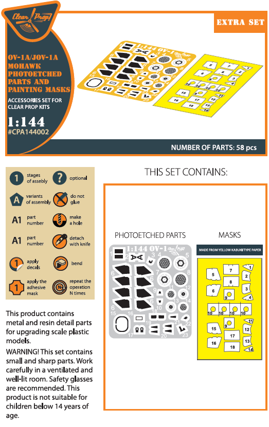 1:144 OV-1A/JOV-1A Mohawk Photo-etched parts and self-adhesive painting mask