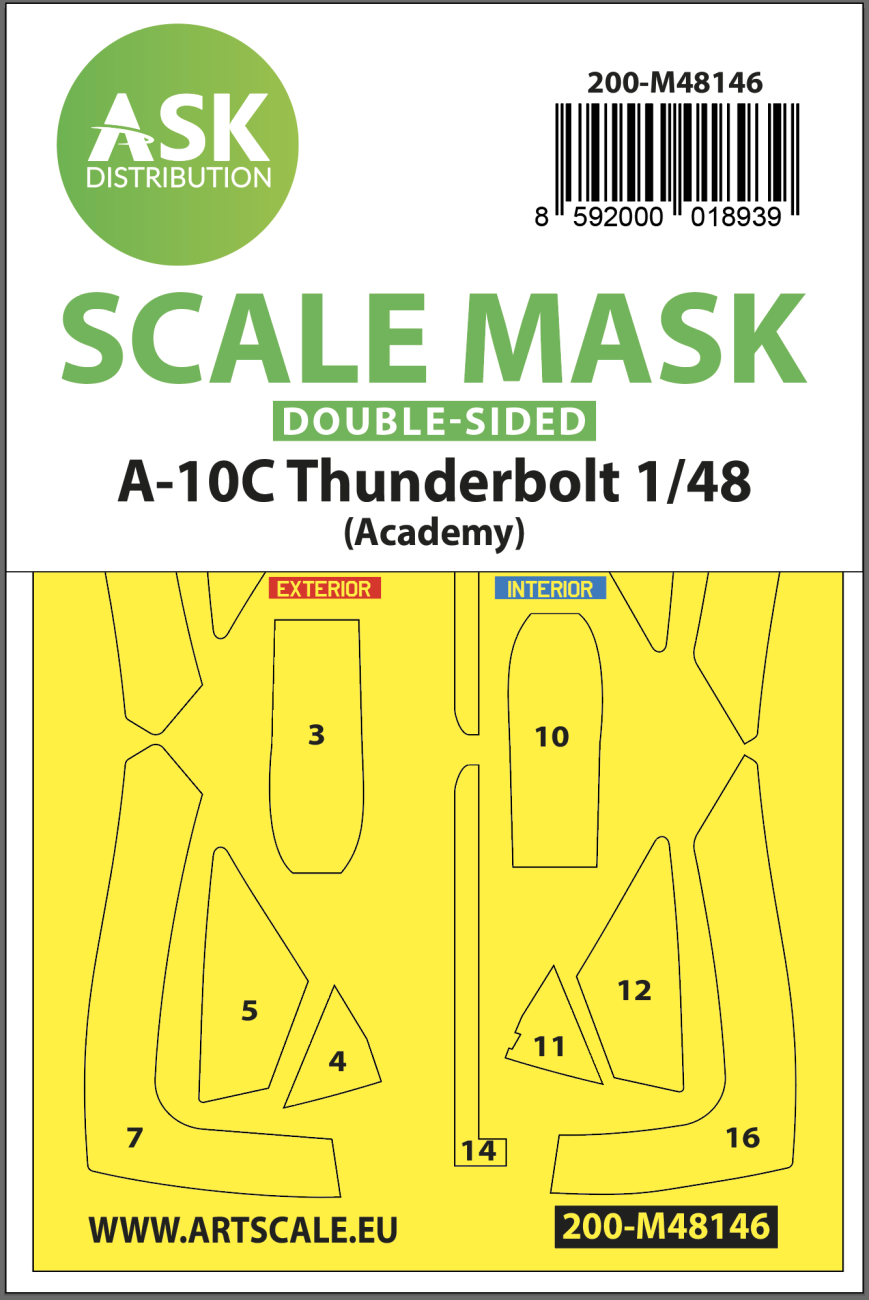 1:48 A-10C Thunderbolt double-sided express fit mask for Academy
