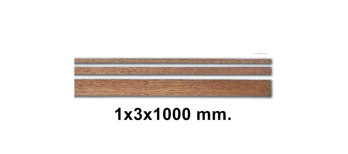 DARK BROWN SAPELLY-1X3X1000 MM-10 PCS