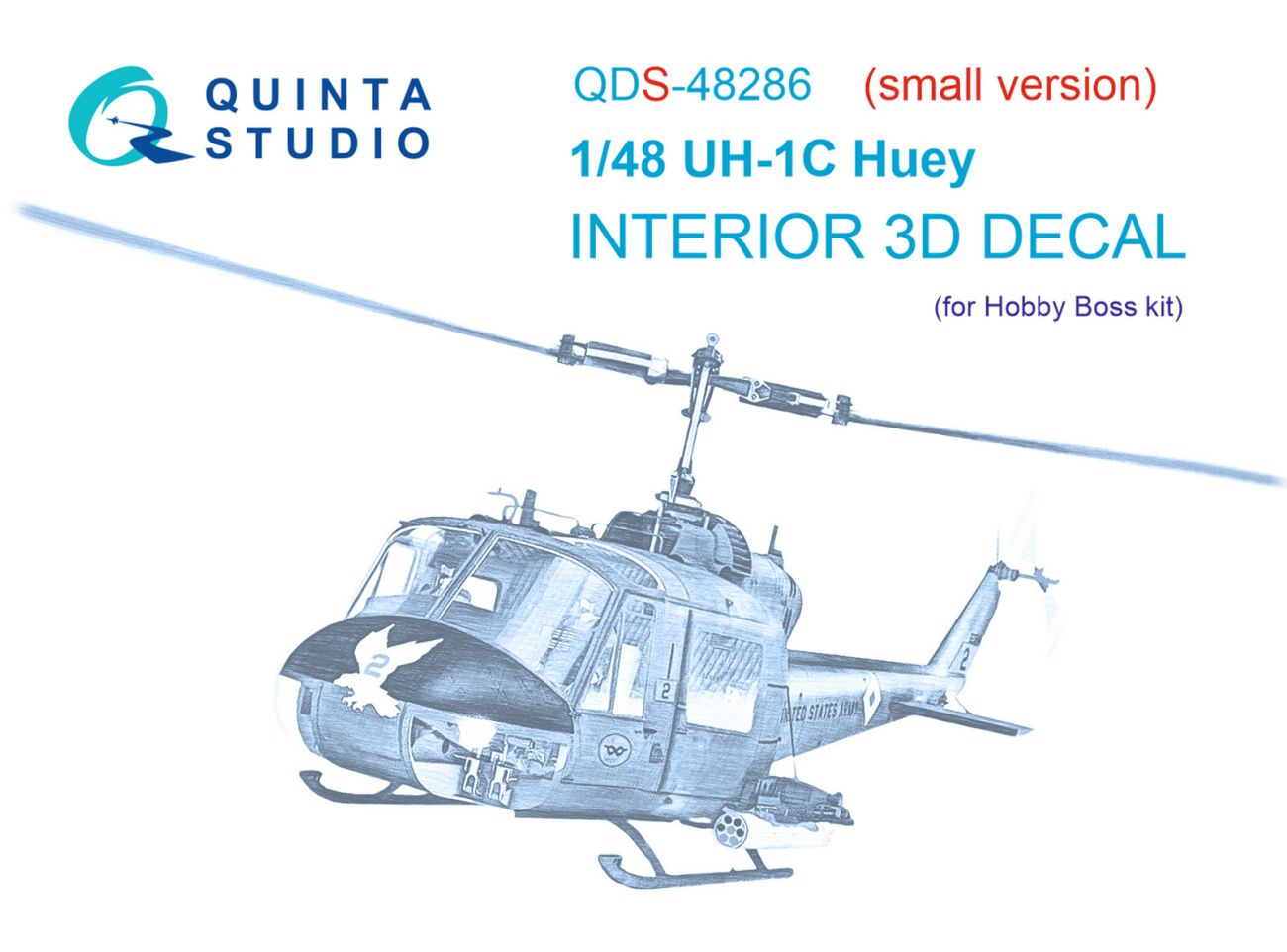 1:48 UH-1C 3D-Printed & coloured Interior on decal paper (HobbyBoss)(Small version)