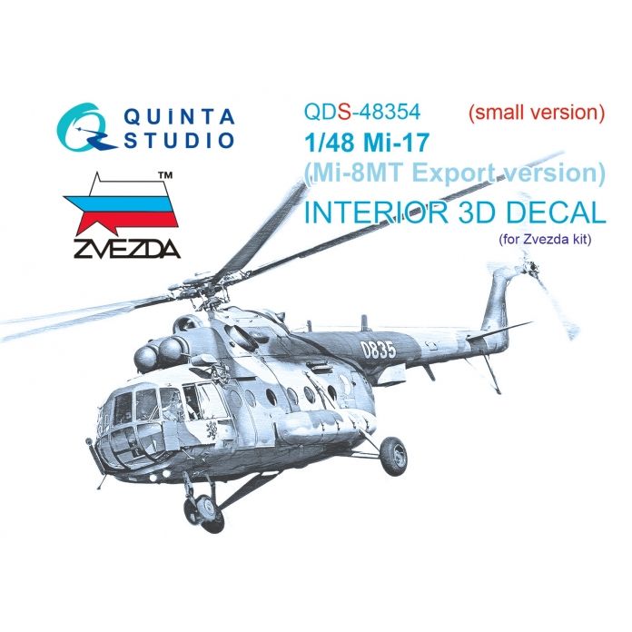 1:48 Mi-17 (Mi-8MT Export version) 3D-Printed & coloured Interior on decal paper (Zvezda) (Small version)