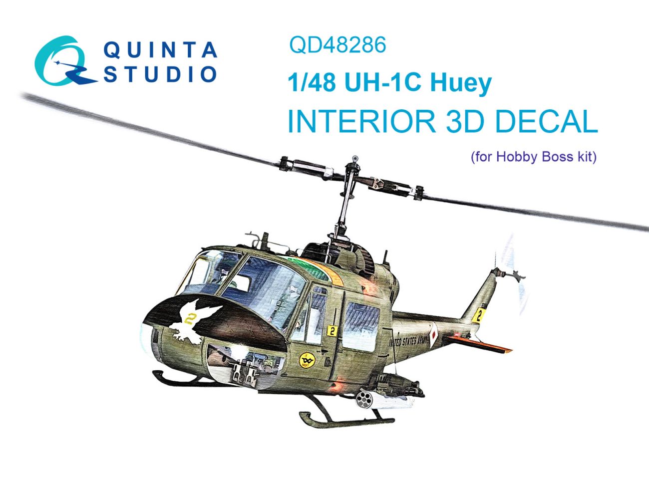 1:48 UH-1C 3D-Printed & coloured Interior on decal paper