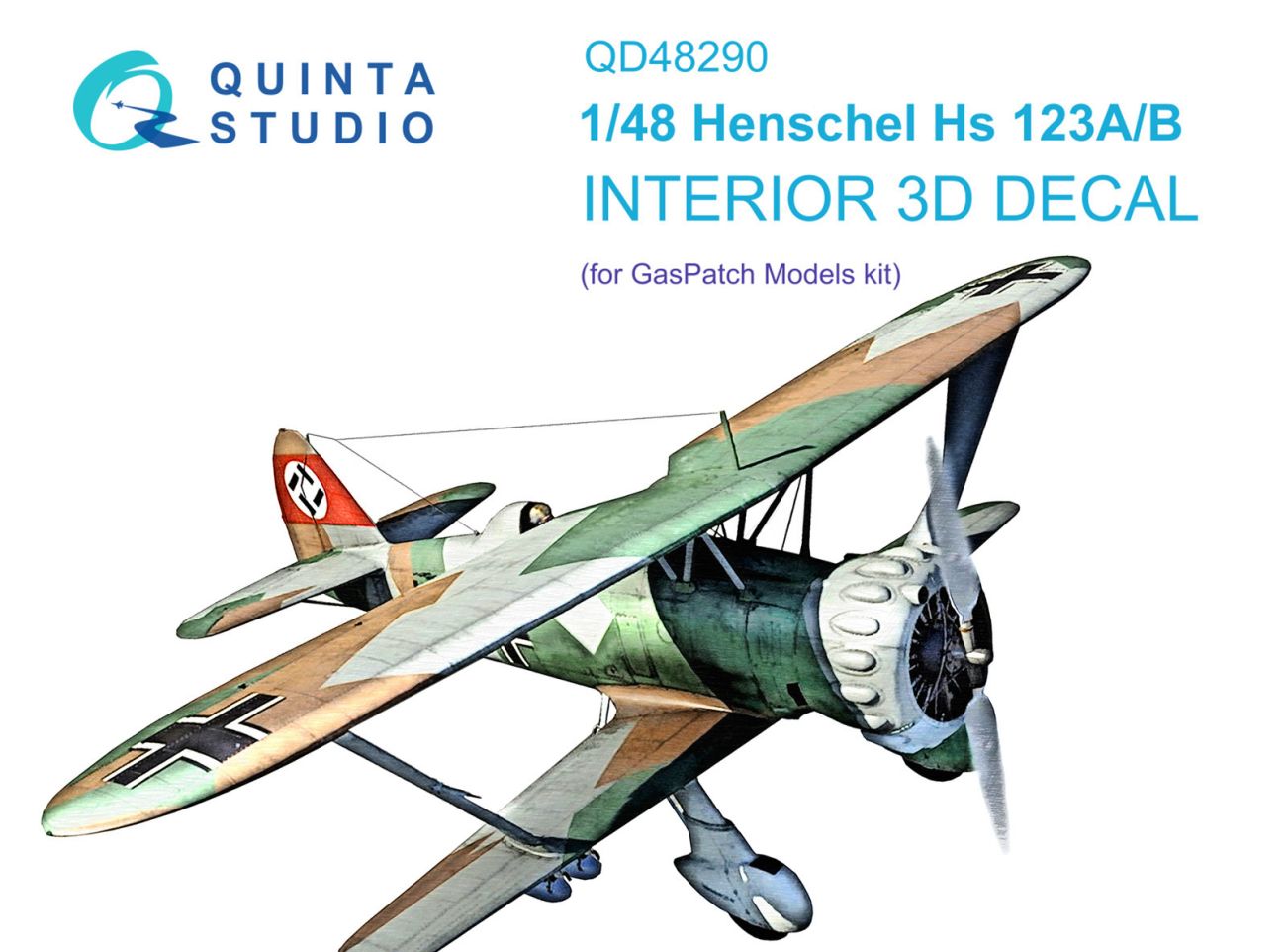 1:48 Henschel Hs-123A/B 3D-Printed & coloured Interior on decal paper