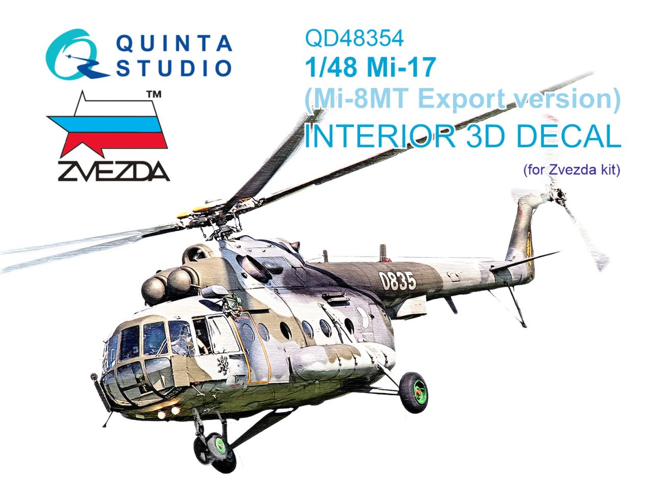 1:48 Mil Mi-17 (Mi-8MT Export version) 3D-Printed & coloured Interior on decal paper