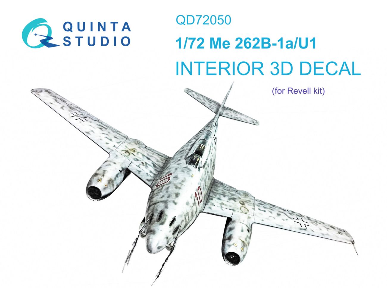1:72 Me-262B-1a/U1 3D-Printed & coloured Interior on decal paper