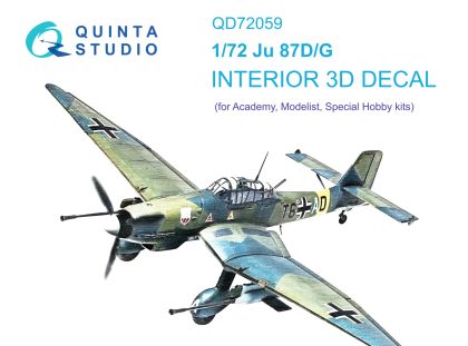 1:72 Ju-87D/G Stuka 3D-Printed & coloured Interior on decal paper