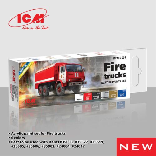 Fire Trucks Acrylic Paints Set
