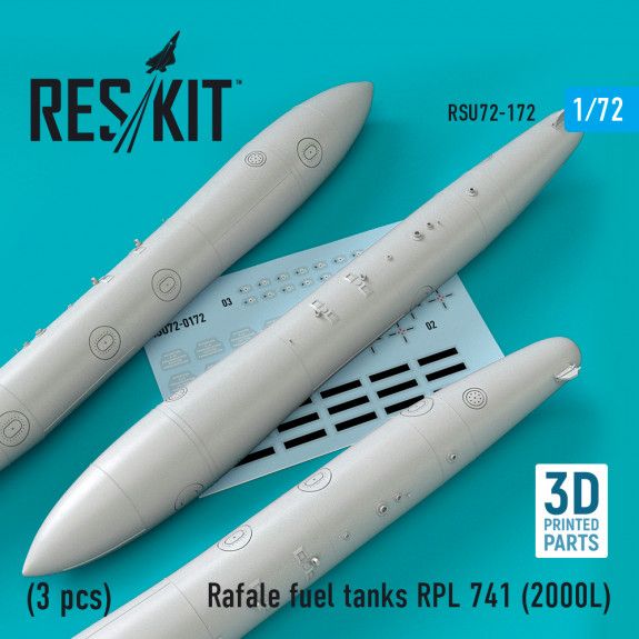 1:72 RAFALE FUEL TANKS RPL 741 (2000L) (3 PCS) (3D PRINTING)