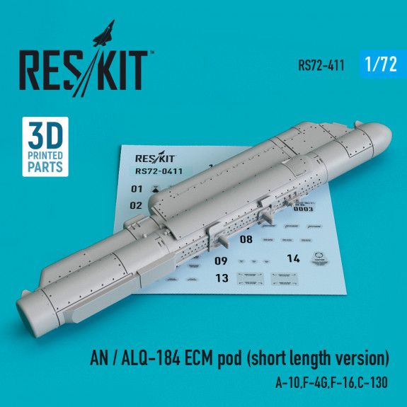 1:72 AN / ALQ-184 ECM POD (SHORT LENGTH VERSION) (3D PRINTING)