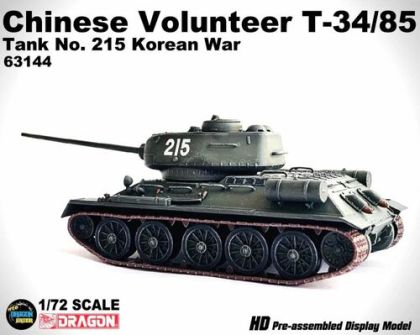 1:72 Chinese Volunteer T-34/85 Tank No.215 Korean War