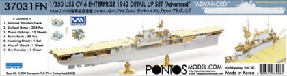 1:350 USS Enterprise CV-6 1942 Advanced Detail Up Set (Teak Tone Stained Wooden Deck) (for Trumpeter 65302)